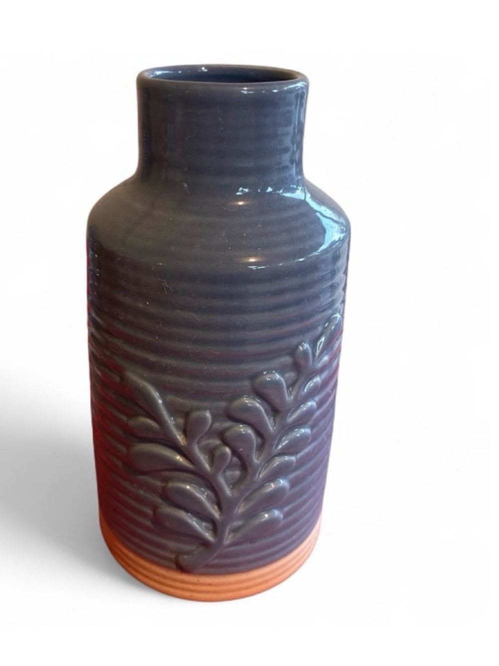 Purple Ceramic Bud Vase with Terracotta Base